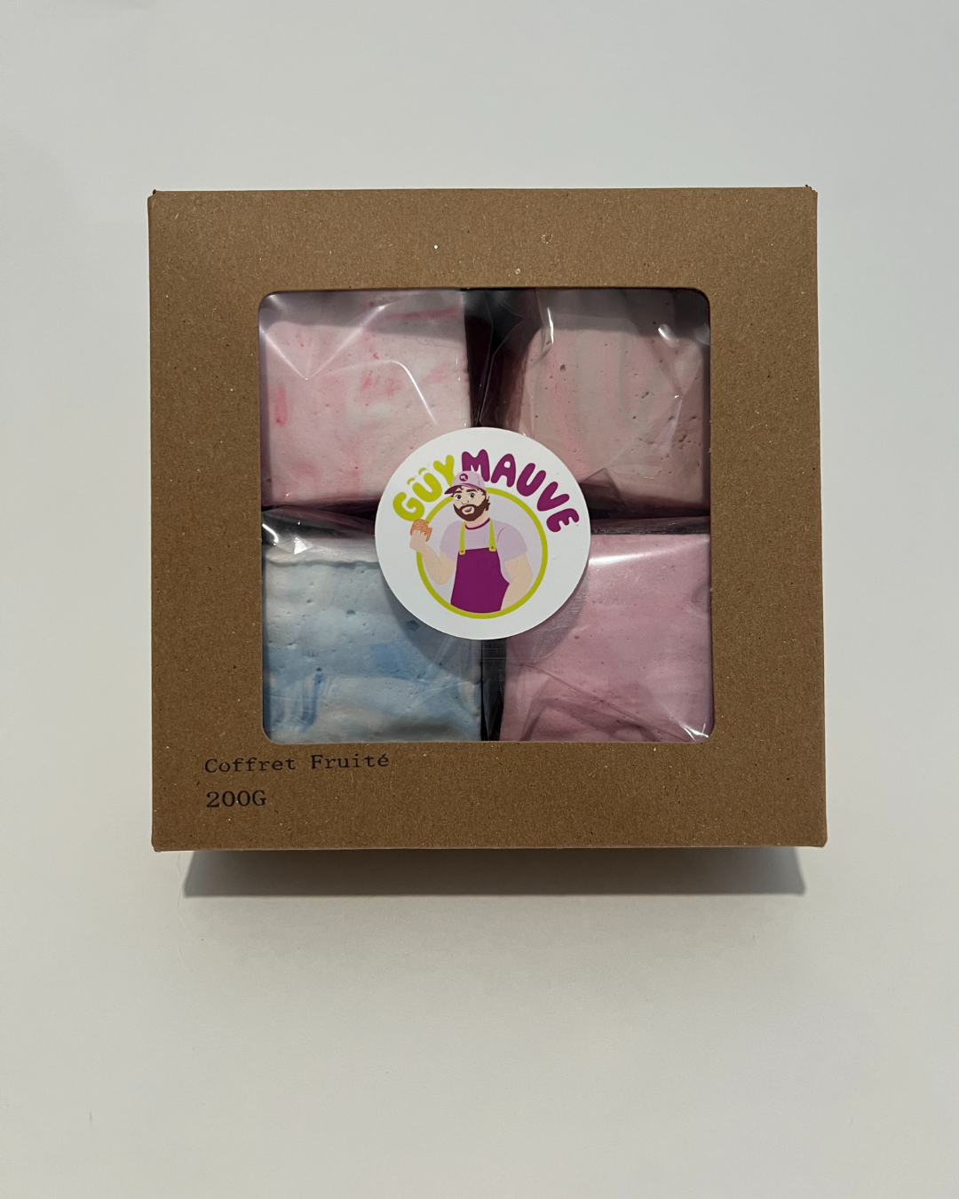Coffret guimauves fruitées artisanales Guymauve - 4 saveurs : fraise, melon d'eau, bleuet, framboise
